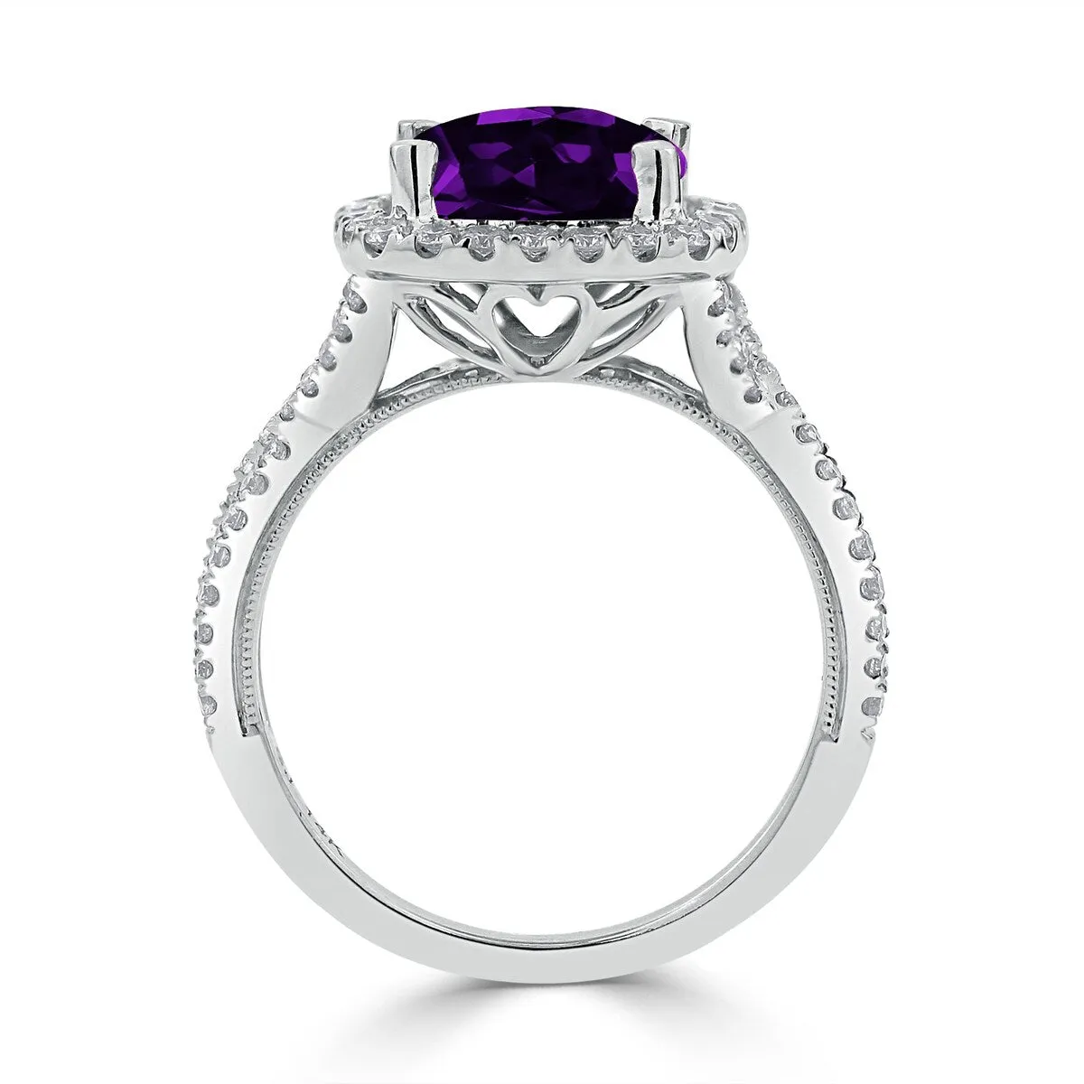 Auriya 1 7/8ct Cushion-cut Purple Amethyst and Halo Diamond Engagement Ring 1/2cttw 14k Gold sold by Zulily product image thumbnail 5