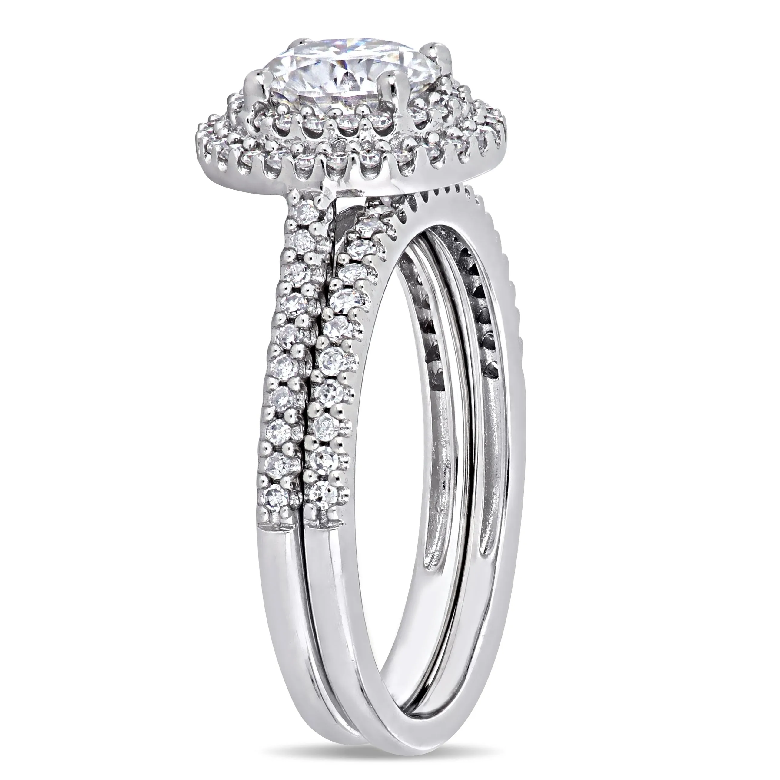 Miadora 1ct DEW Created Moissanite and 1/2ct TW Diamond Bridal Set in 14k White Gold sold by Zulily product image thumbnail 2