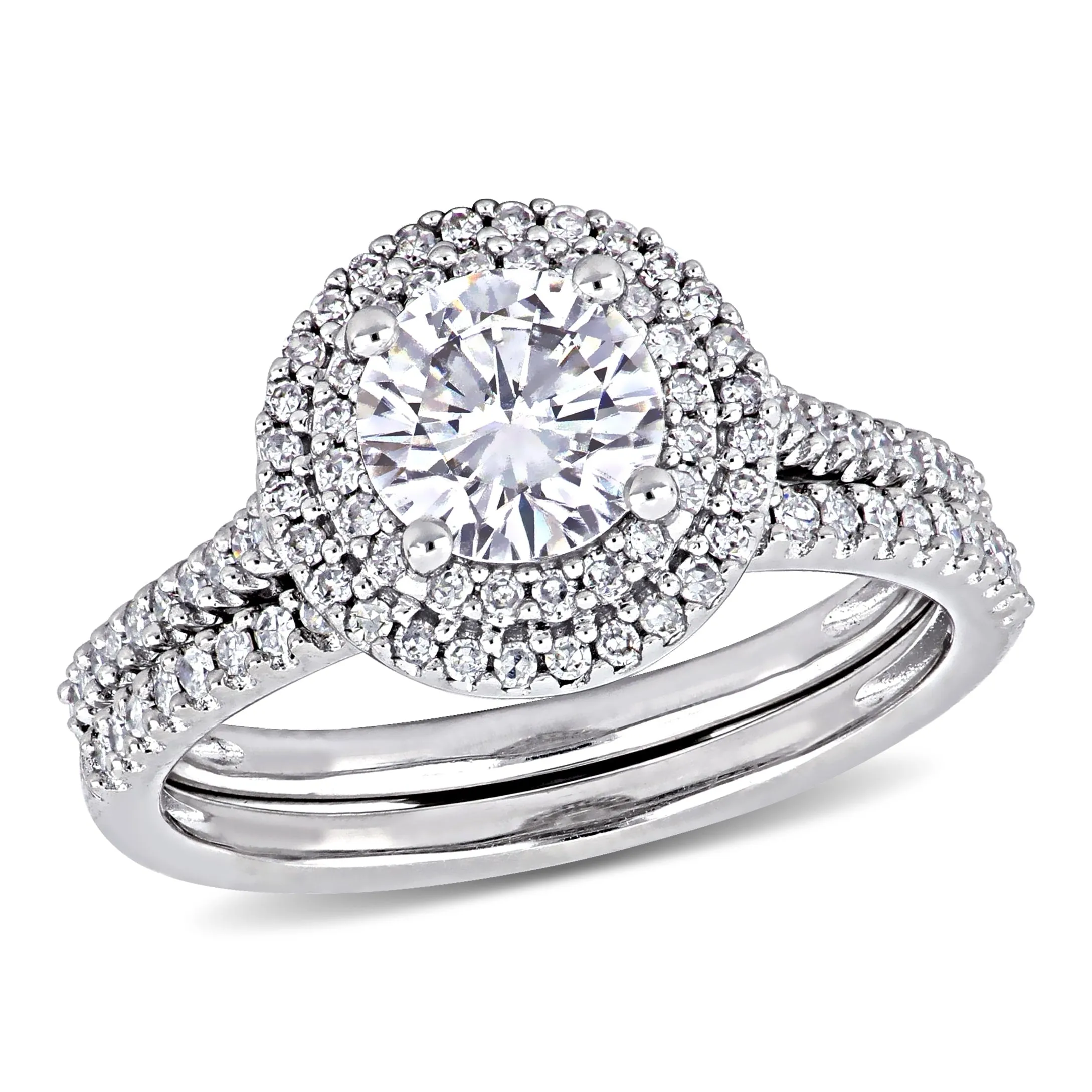 Miadora 1ct DEW Created Moissanite and 1/2ct TW Diamond Bridal Set in 14k White Gold sold by Zulily