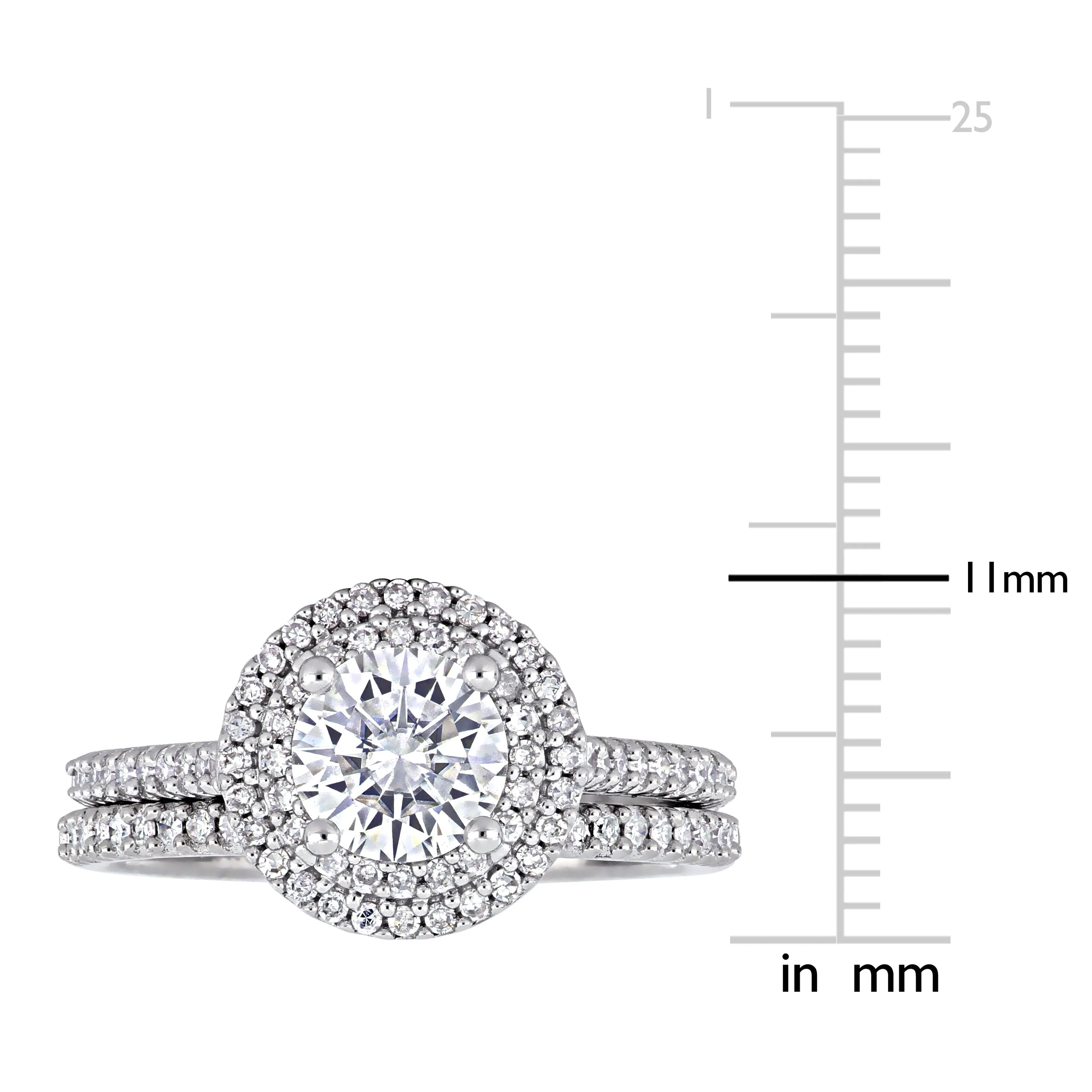 Miadora 1ct DEW Created Moissanite and 1/2ct TW Diamond Bridal Set in 14k White Gold sold by Zulily product image thumbnail 3