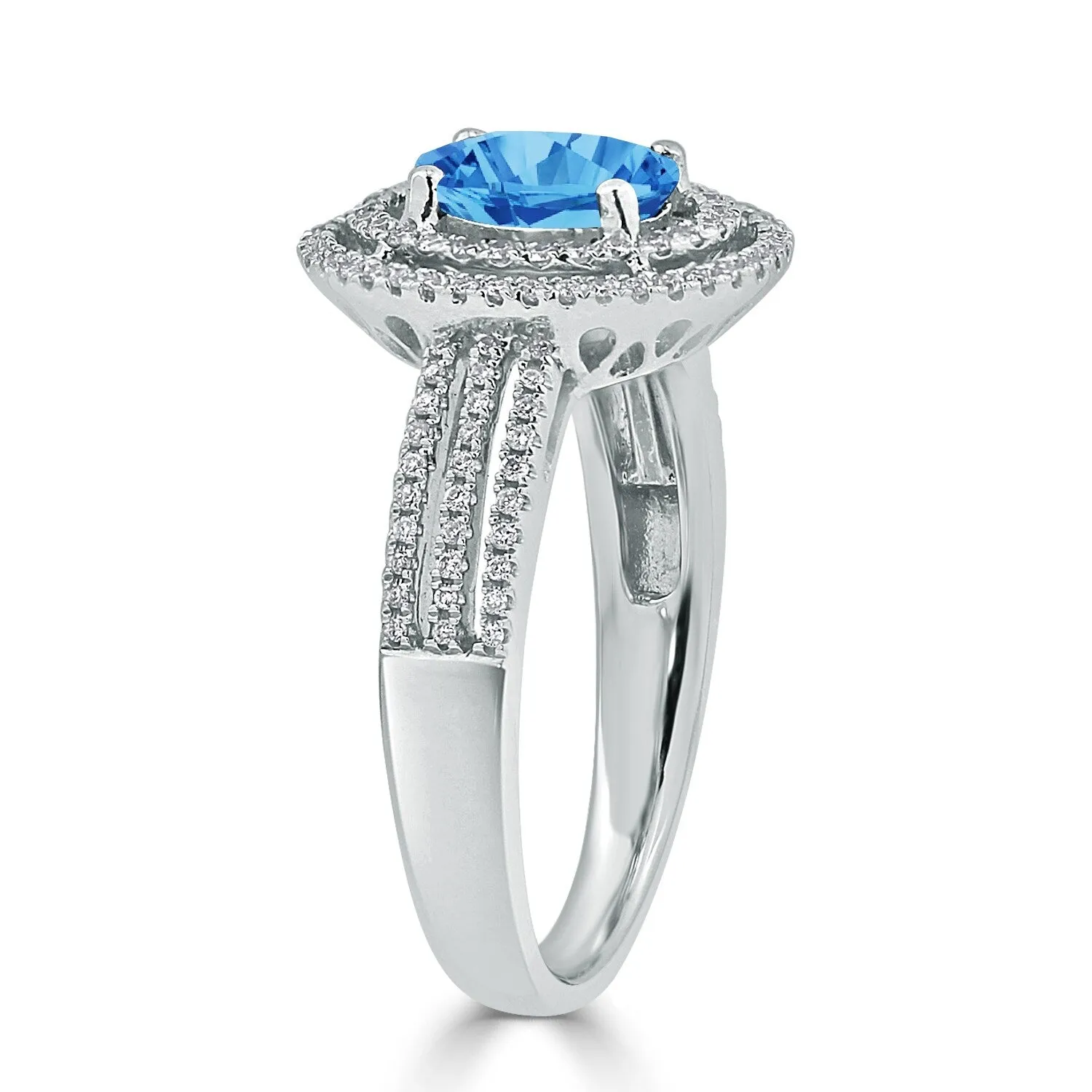 Auriya Modern 7/8ct Oval Blue Topaz and Halo Diamond Ring 1/4cttw 18K Gold sold by Zulily product image thumbnail 3