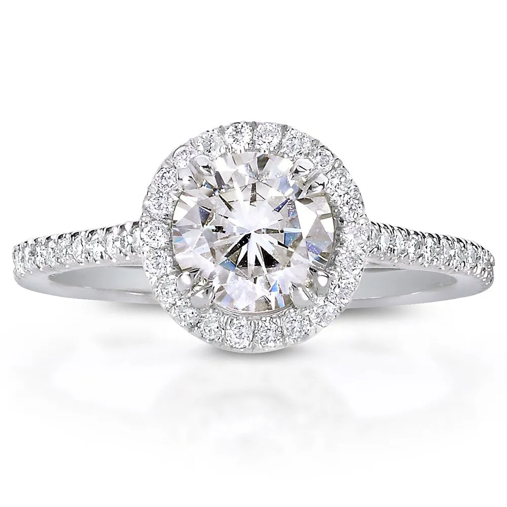 Annello by Kobelli The Nora 14k White Gold 1 1/3ct TDW Round-cut Diamond Halo Engagement Ring sold by Zulily product image thumbnail 5