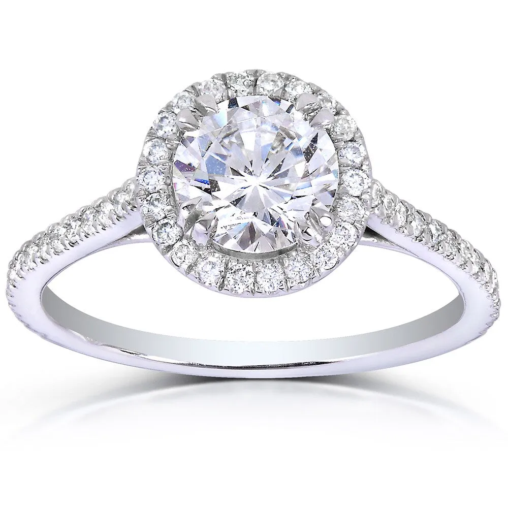 Annello by Kobelli The Nora 14k White Gold 1 1/3ct TDW Round-cut Diamond Halo Engagement Ring sold by Zulily