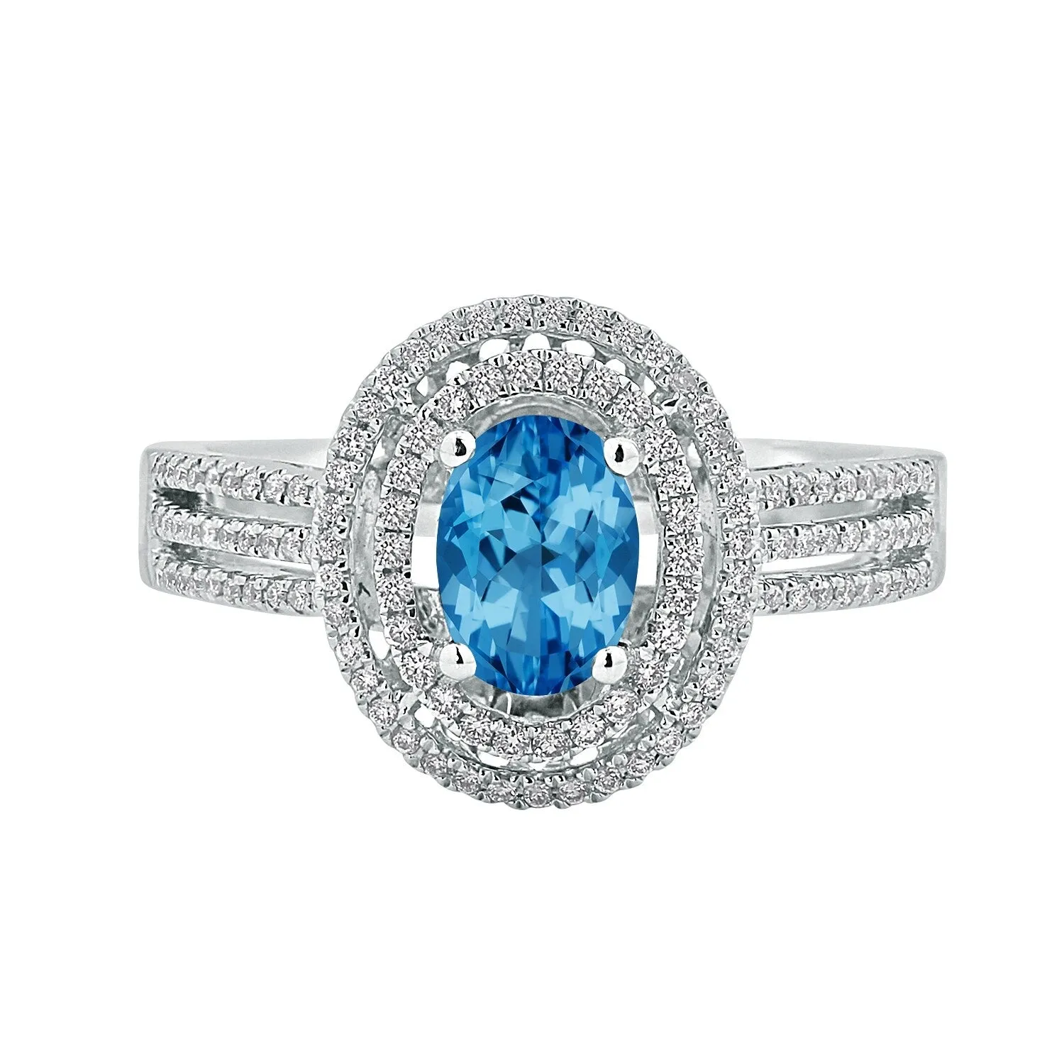 Auriya Modern 7/8ct Oval Blue Topaz and Halo Diamond Ring 1/4cttw 18K Gold sold by Zulily product image thumbnail 2