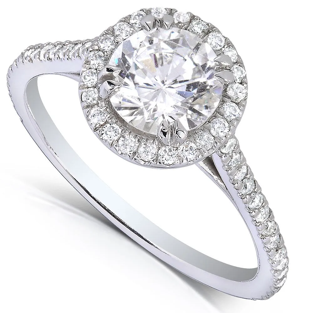 Annello by Kobelli The Nora 14k White Gold 1 1/3ct TDW Round-cut Diamond Halo Engagement Ring sold by Zulily product image thumbnail 2