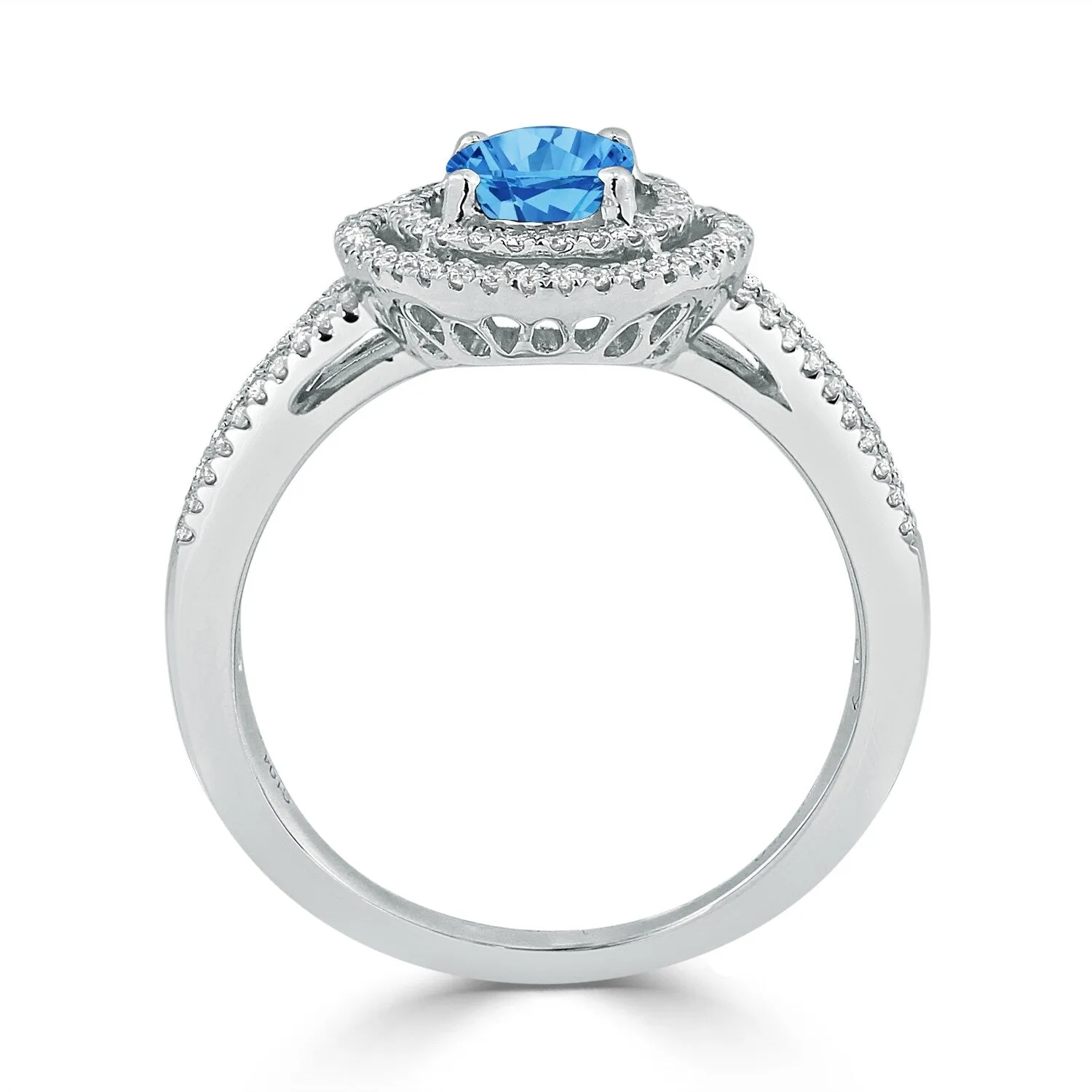 Auriya Modern 7/8ct Oval Blue Topaz and Halo Diamond Ring 1/4cttw 18K Gold sold by Zulily product image thumbnail 4