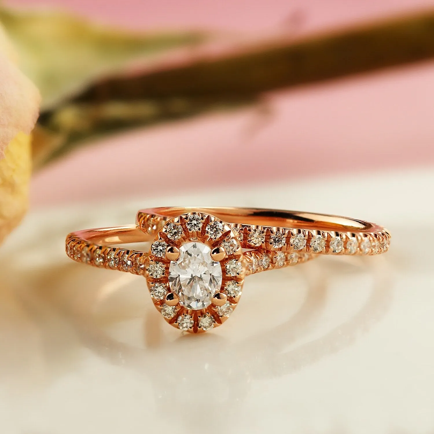Auriya 14k Rose Gold 1ctw Halo Oval Diamond Engagement Ring Set sold by Zulily