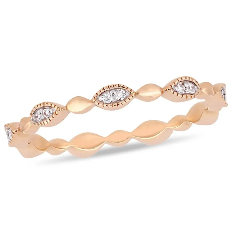 Miadora 10k Rose Gold 1/10ct TDW Diamond Stackable Infinity Eternity Band sold by Zulily