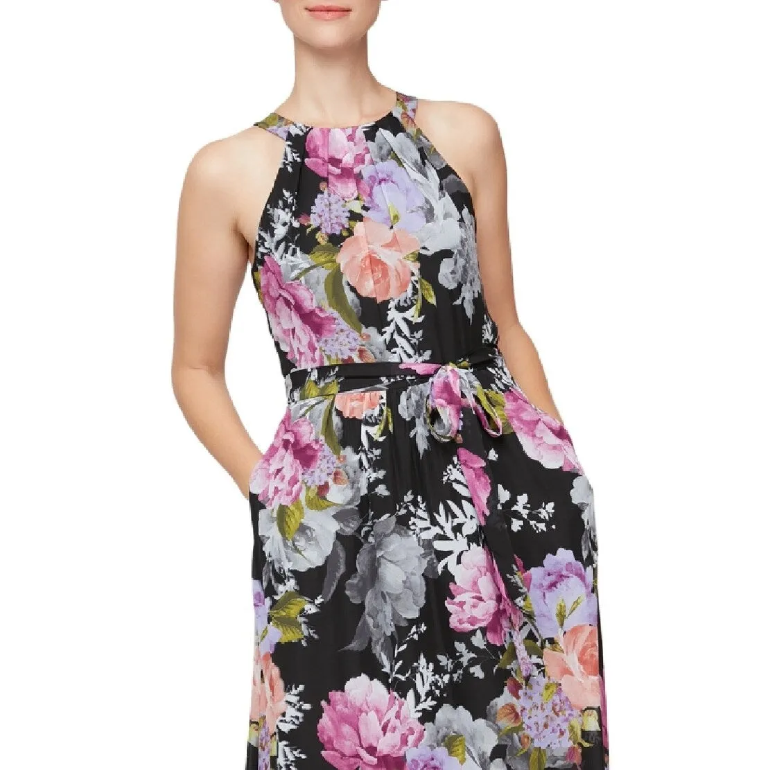 SL Fashions Women's Belted Halter Maxi Dress Black Size 12 sold by Zulily product image thumbnail 3