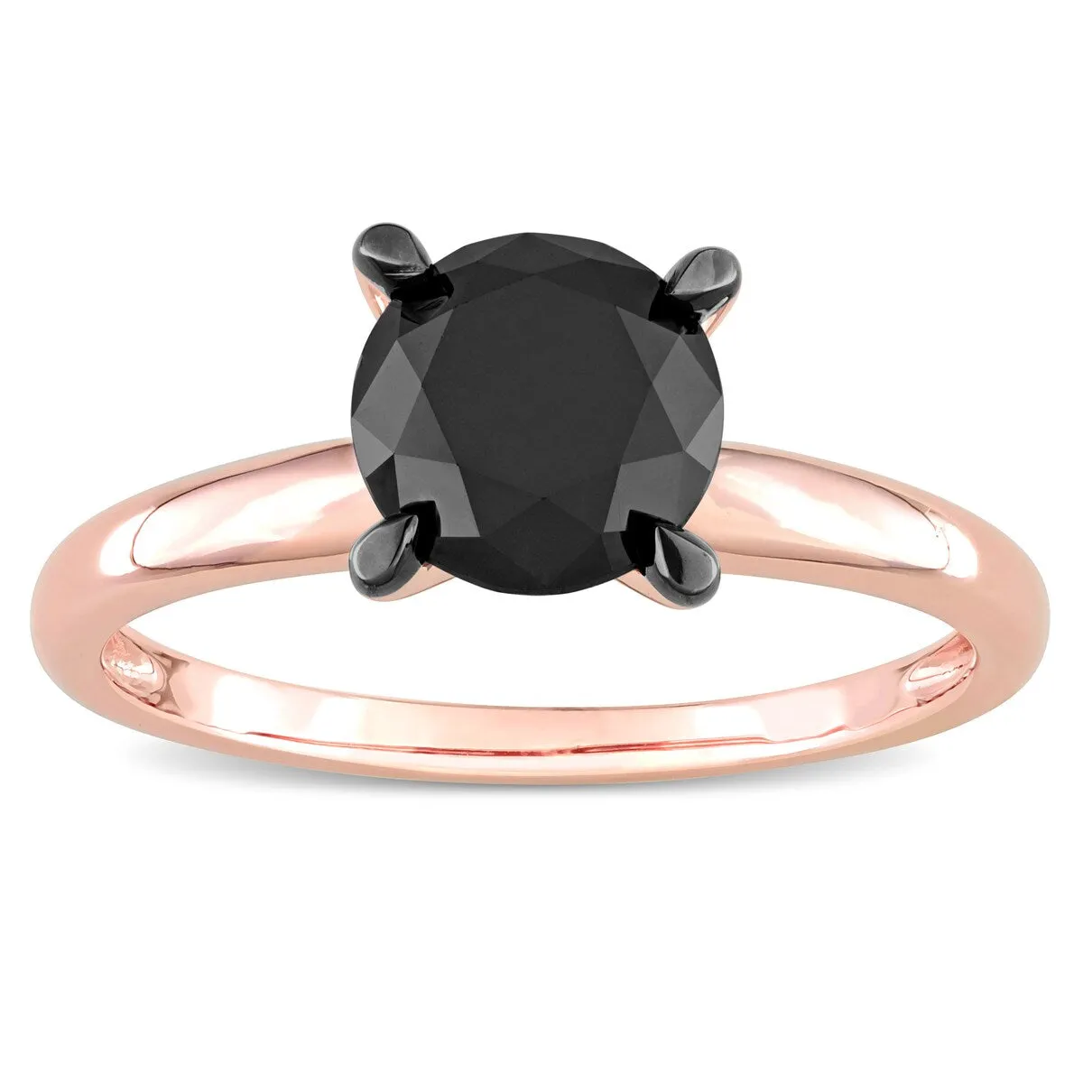 Miadora 3ct TDW Black Diamond Solitaire Engagement Ring in 14k Rose Gold sold by Zulily product image thumbnail 3