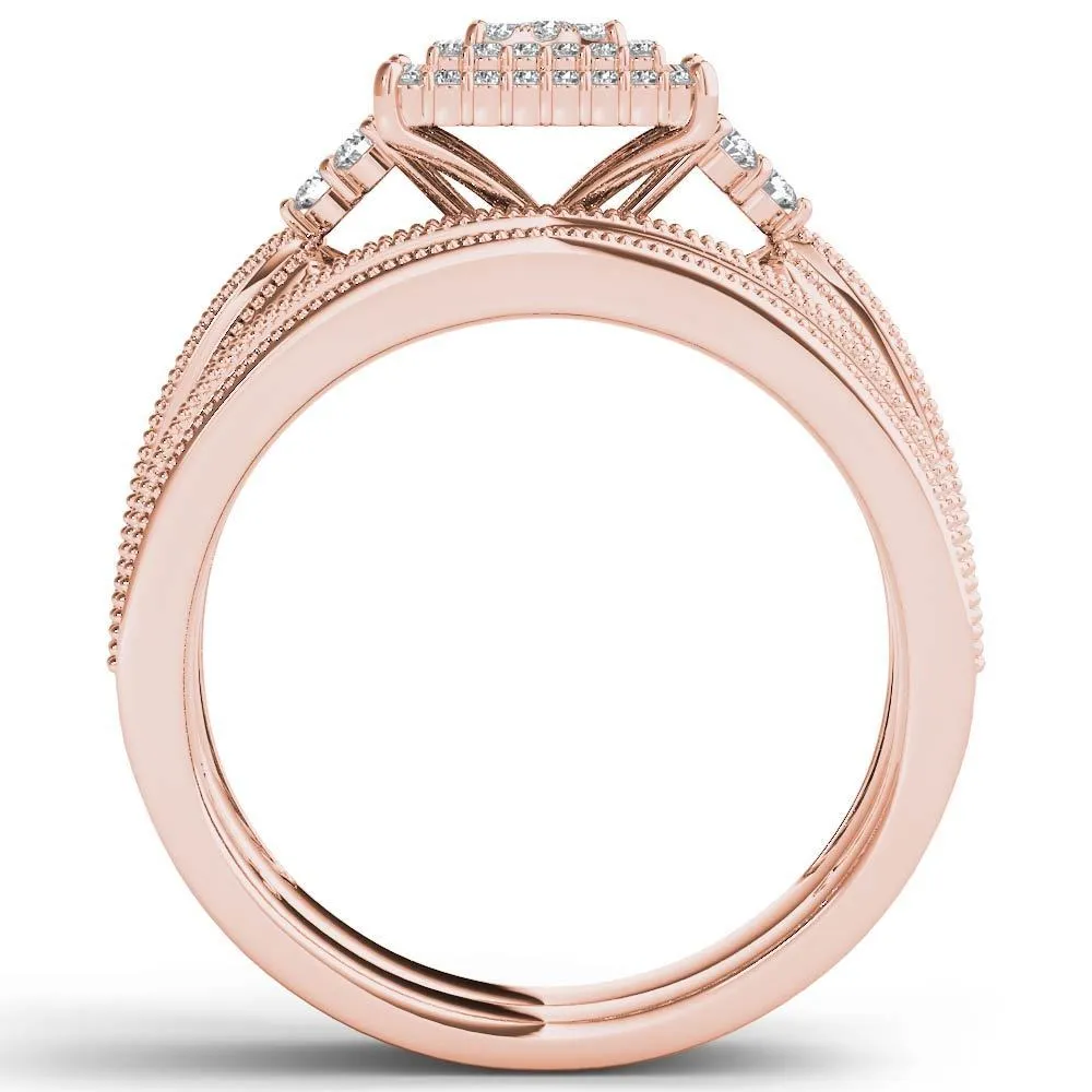 De Couer 14K Rose Gold 1/2ct TDW Diamond Cluster Halo Ring sold by Zulily product image thumbnail 3