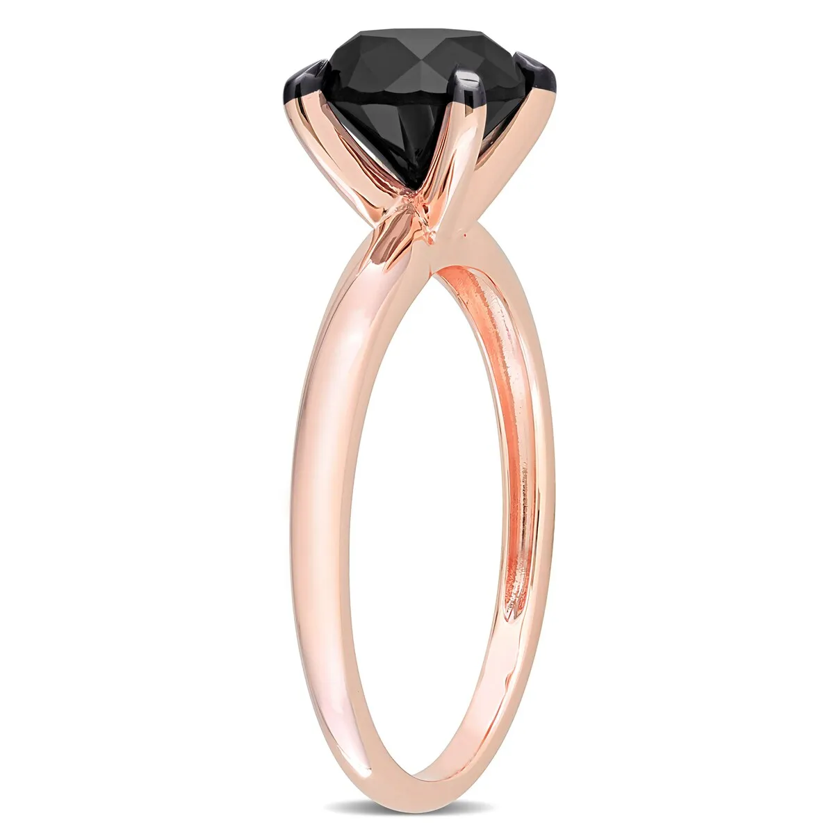 Miadora 3ct TDW Black Diamond Solitaire Engagement Ring in 14k Rose Gold sold by Zulily product image thumbnail 4