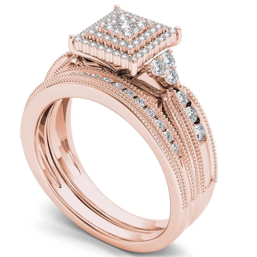 De Couer 14K Rose Gold 1/2ct TDW Diamond Cluster Halo Ring sold by Zulily product image thumbnail 2