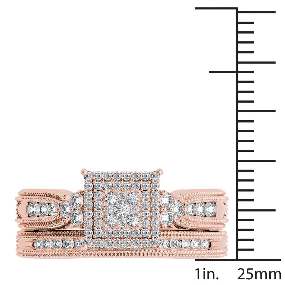 De Couer 14K Rose Gold 1/2ct TDW Diamond Cluster Halo Ring sold by Zulily product image thumbnail 4