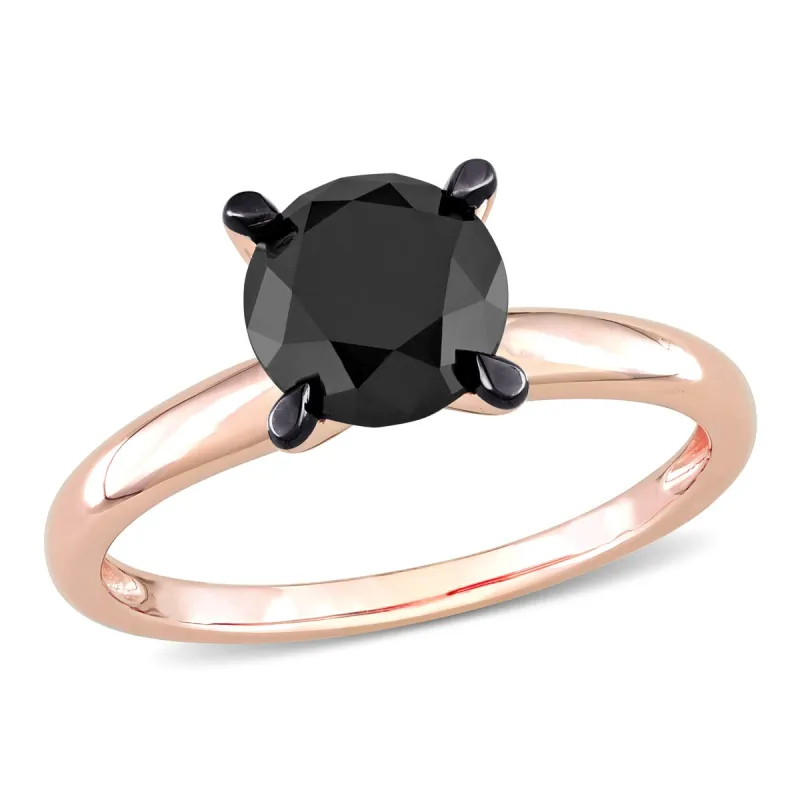 Miadora 3ct TDW Black Diamond Solitaire Engagement Ring in 14k Rose Gold sold by Zulily
