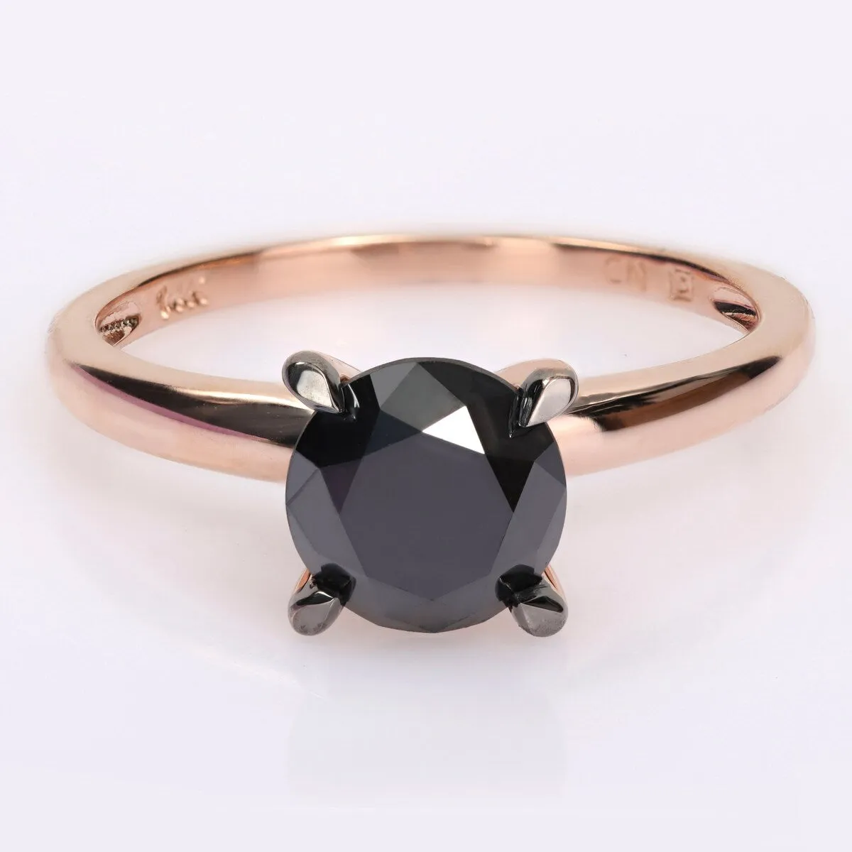 Miadora 3ct TDW Black Diamond Solitaire Engagement Ring in 14k Rose Gold sold by Zulily product image thumbnail 2