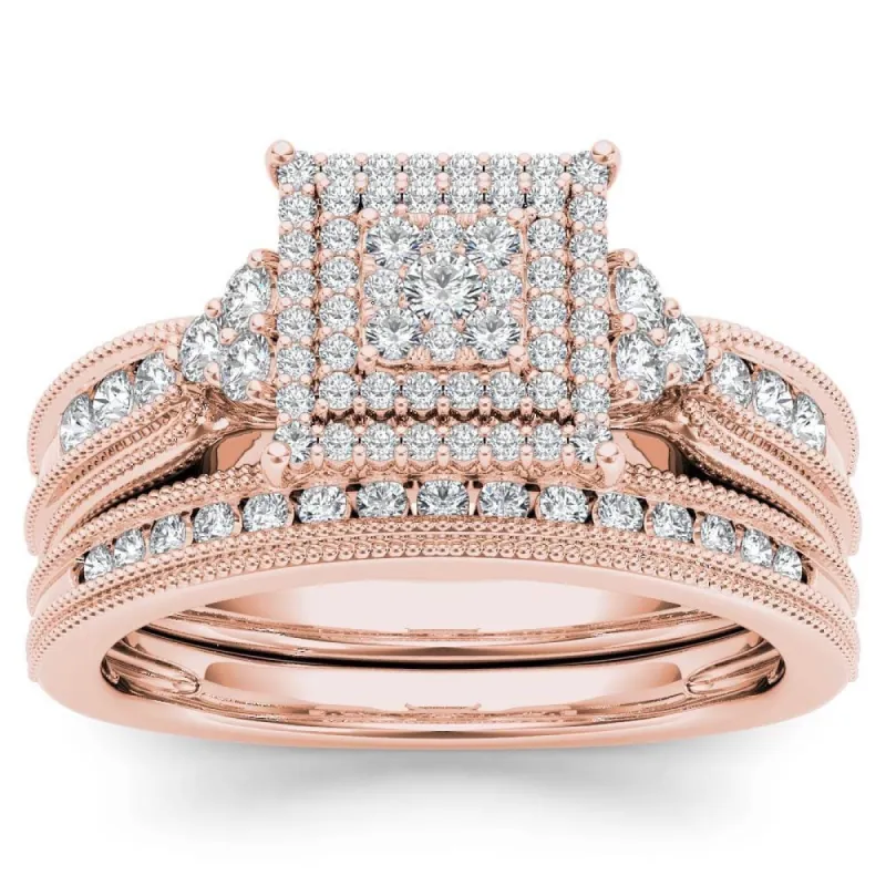 De Couer 14K Rose Gold 1/2ct TDW Diamond Cluster Halo Ring sold by Zulily