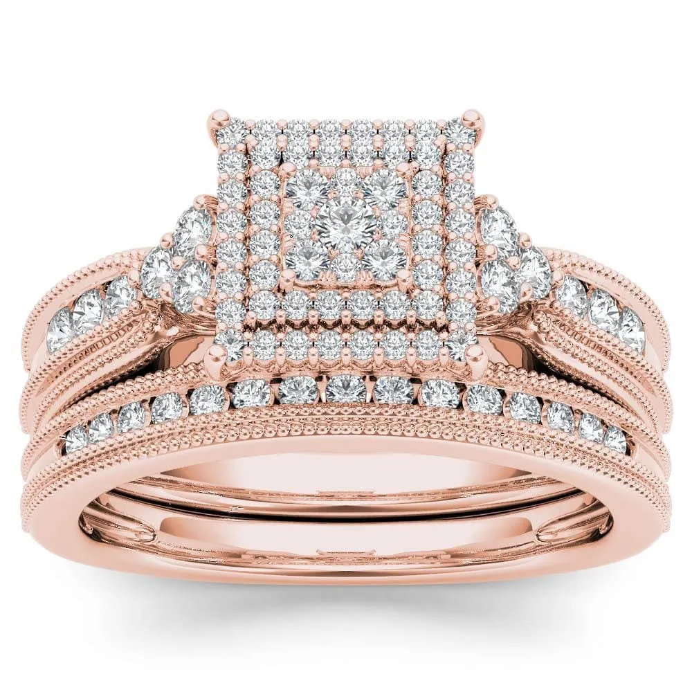 De Couer 14K Rose Gold 1/2ct TDW Diamond Cluster Halo Ring sold by Zulily