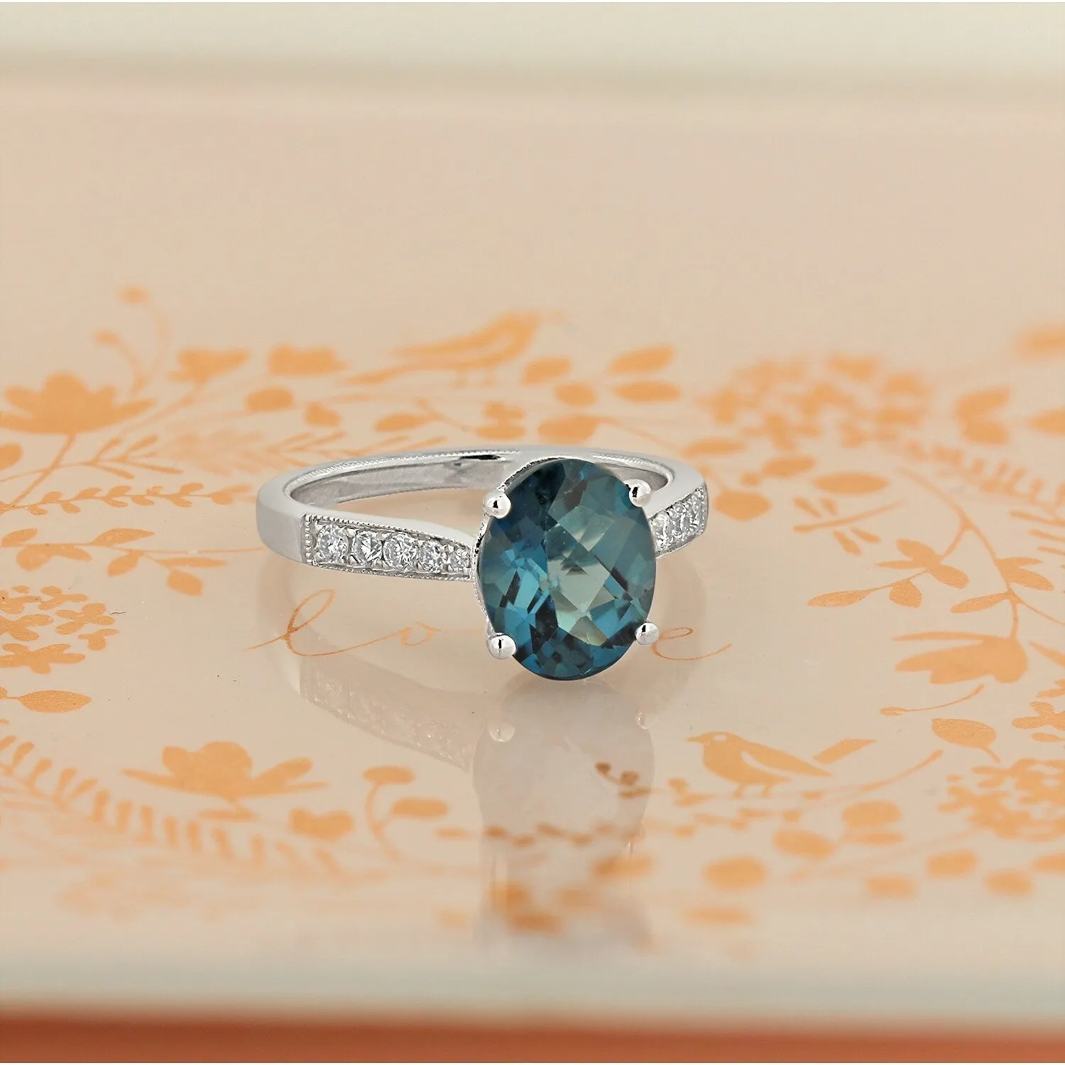 Auriya 3 1/3ct Fancy Oval London Blue Topaz and Diamond Engagement Ring 1/4ctw 14k Gold sold by Zulily