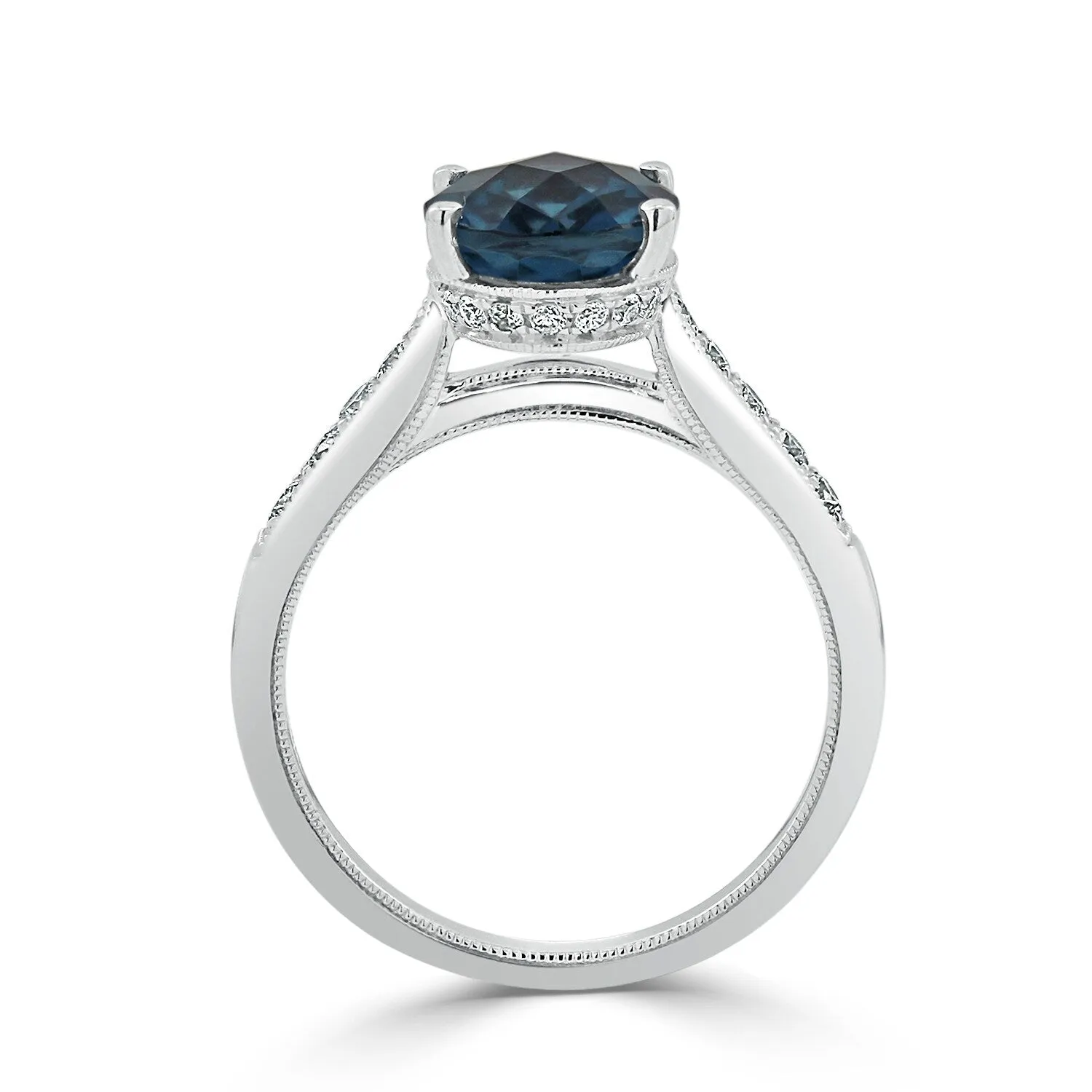 Auriya 3 1/3ct Fancy Oval London Blue Topaz and Diamond Engagement Ring 1/4ctw 14k Gold sold by Zulily product image thumbnail 5