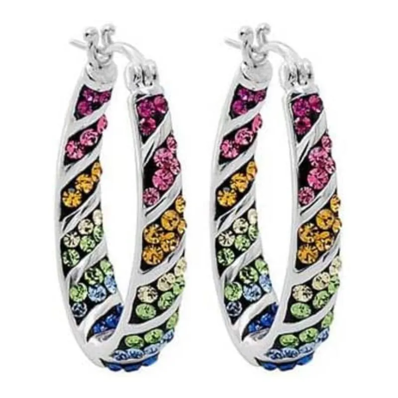 Multi Color Inside Out Crystal Hoop Earrings For Women - Multi Color sold by Zulily