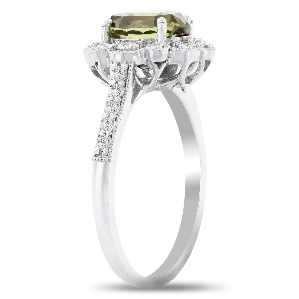 Auriya Platinum Certified 2 3/4ct Oval-Cut Alexandrite and 1/3ct TDW Diamond Halo Engagement Ring sold by Zulily product image thumbnail 4