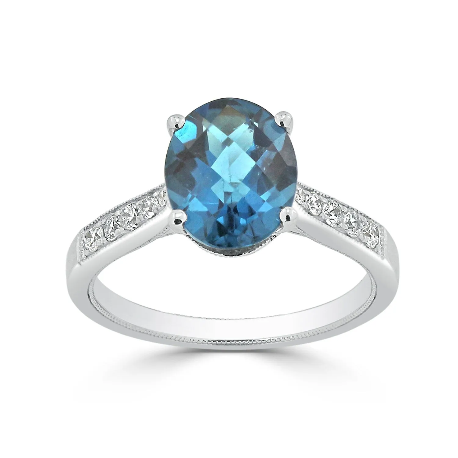 Auriya 3 1/3ct Fancy Oval London Blue Topaz and Diamond Engagement Ring 1/4ctw 14k Gold sold by Zulily product image thumbnail 3