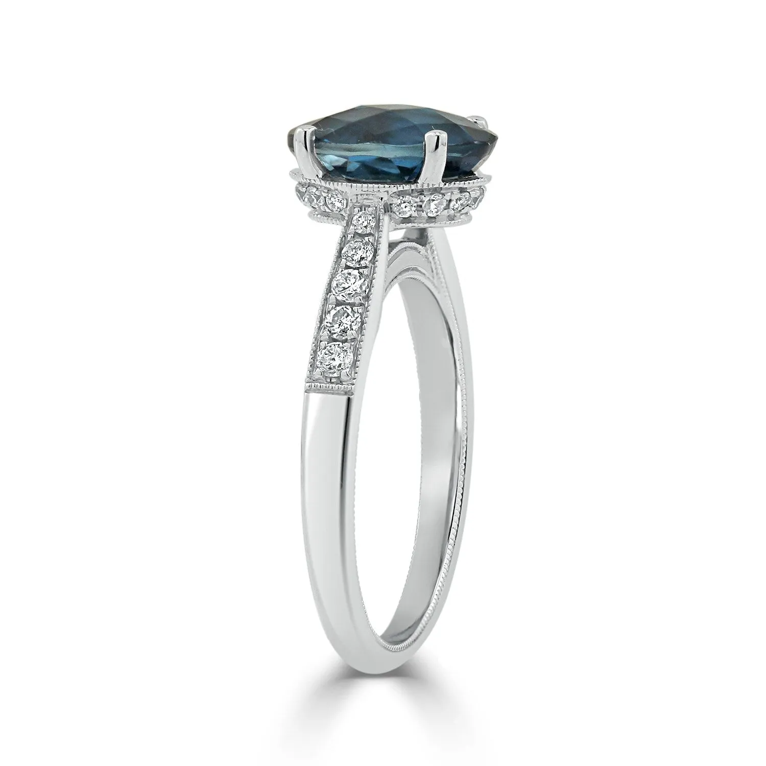 Auriya 3 1/3ct Fancy Oval London Blue Topaz and Diamond Engagement Ring 1/4ctw 14k Gold sold by Zulily product image thumbnail 4