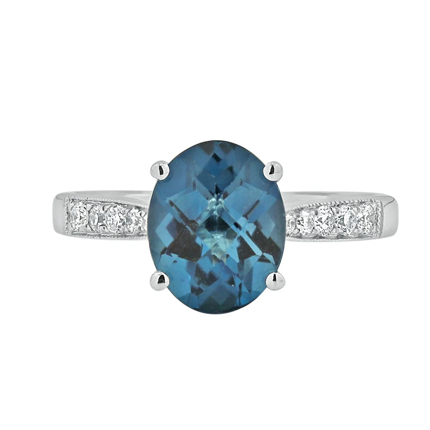 Auriya 3 1/3ct Fancy Oval London Blue Topaz and Diamond Engagement Ring 1/4ctw 14k Gold sold by Zulily product image thumbnail 2