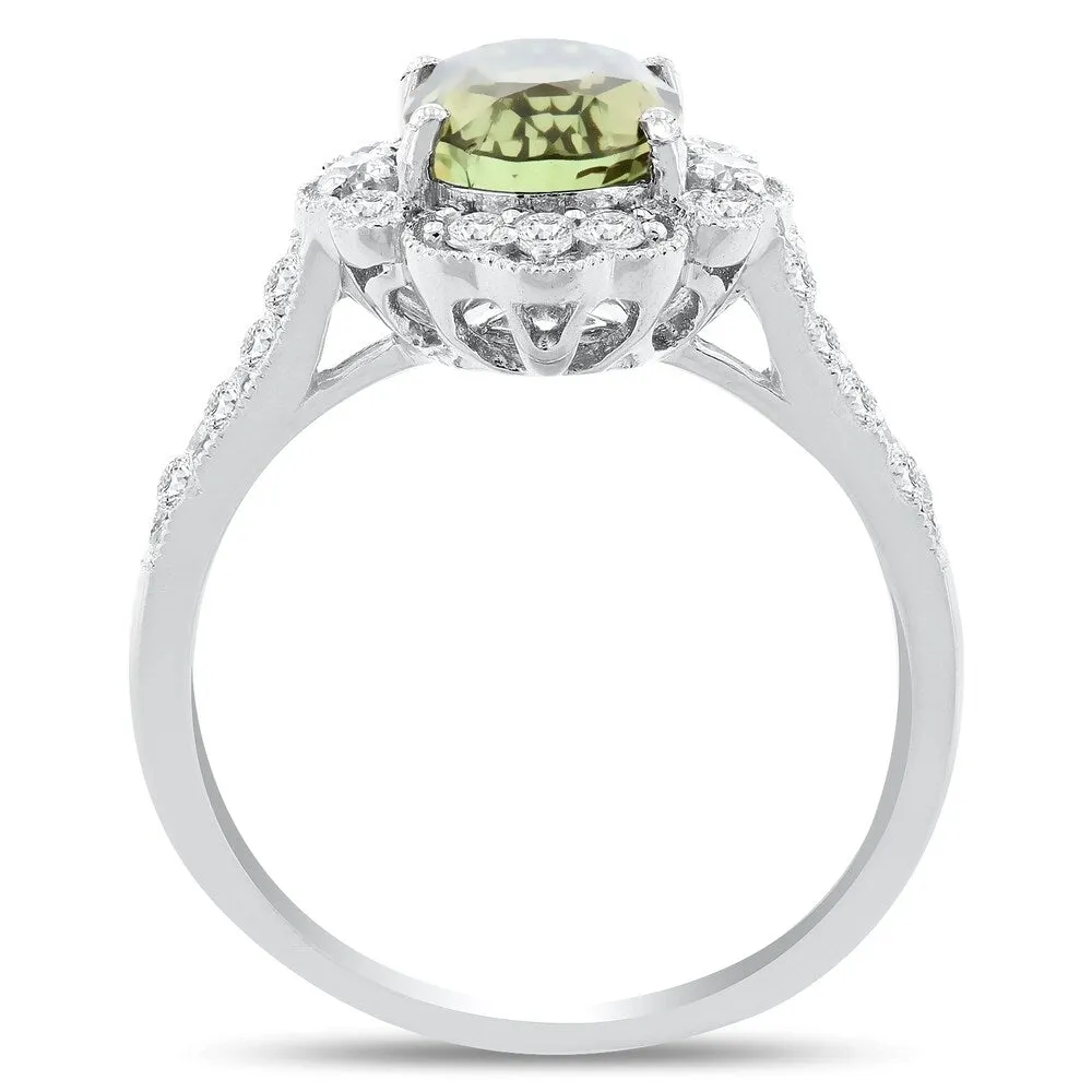 Auriya Platinum Certified 2 3/4ct Oval-Cut Alexandrite and 1/3ct TDW Diamond Halo Engagement Ring sold by Zulily product image thumbnail 5