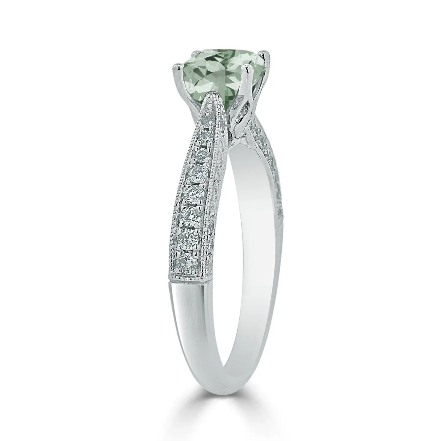 Auriya 5/8ct Unique Cushion-cut Green Amethyst and Diamond Engagement Ring 3/8ctw 14k Gold sold by Zulily product image thumbnail 4