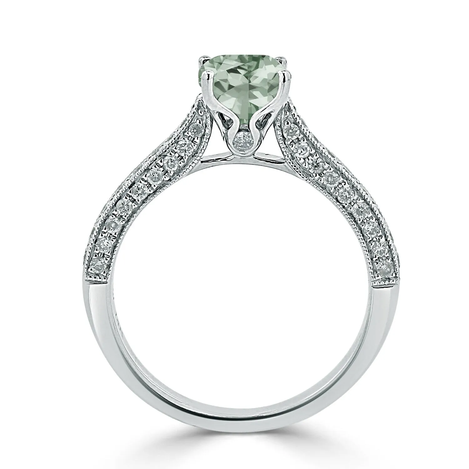 Auriya 5/8ct Unique Cushion-cut Green Amethyst and Diamond Engagement Ring 3/8ctw 14k Gold sold by Zulily product image thumbnail 5