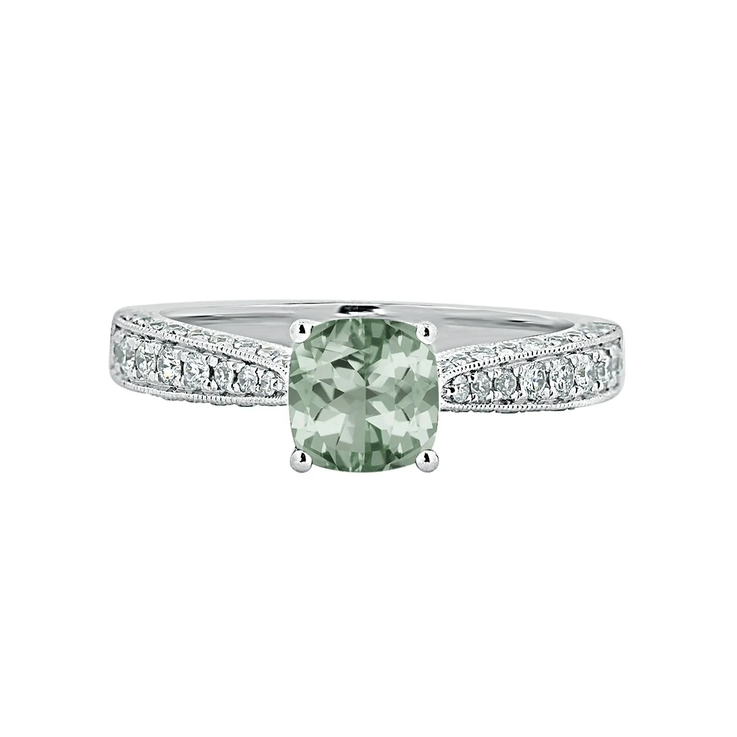 Auriya 5/8ct Unique Cushion-cut Green Amethyst and Diamond Engagement Ring 3/8ctw 14k Gold sold by Zulily product image thumbnail 2