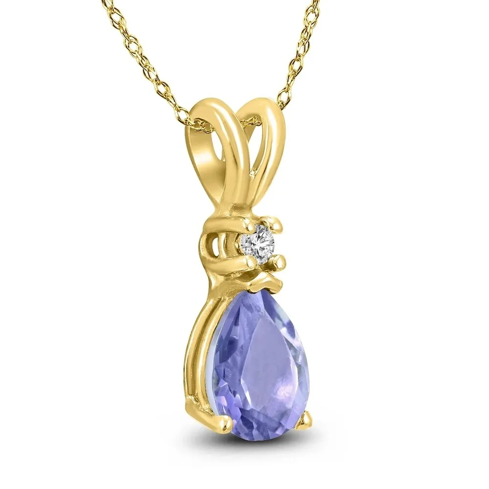 14K Yellow Gold 6x4MM Pear Tanzanite and Diamond Pendant sold by Zulily product image thumbnail 2
