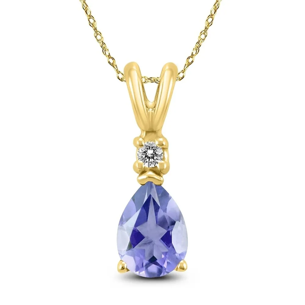 14K Yellow Gold 6x4MM Pear Tanzanite and Diamond Pendant sold by Zulily