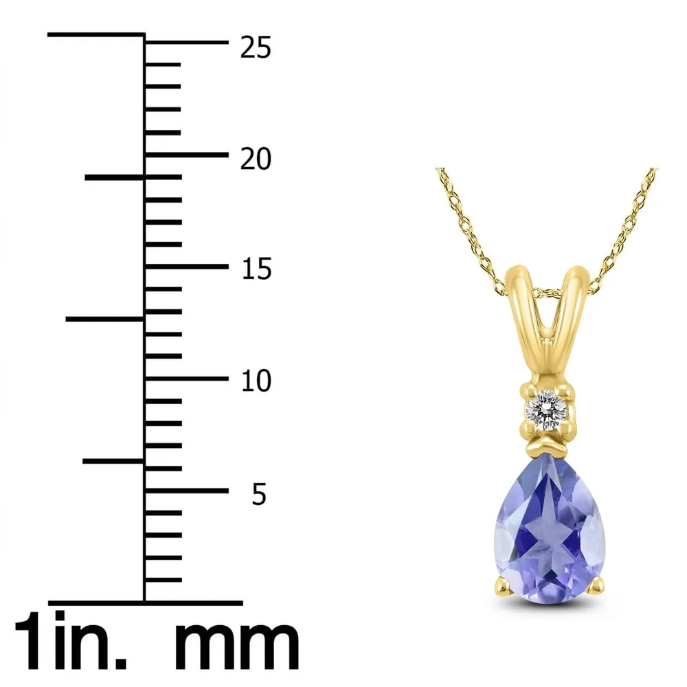 14K Yellow Gold 6x4MM Pear Tanzanite and Diamond Pendant sold by Zulily product image thumbnail 3