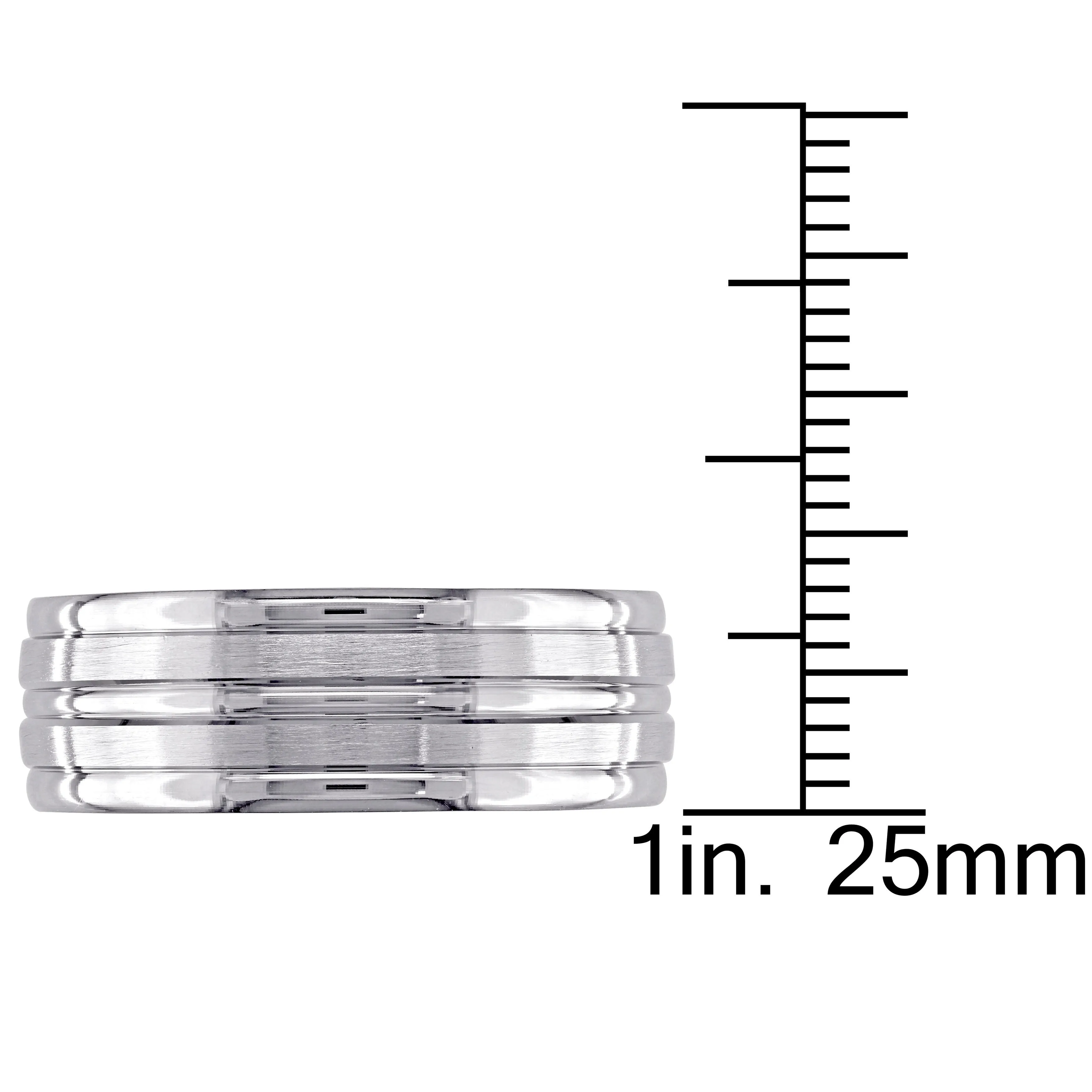 Miadora Mens Striped Wedding Band in 14k White Gold (8 mm) sold by Zulily product image thumbnail 2