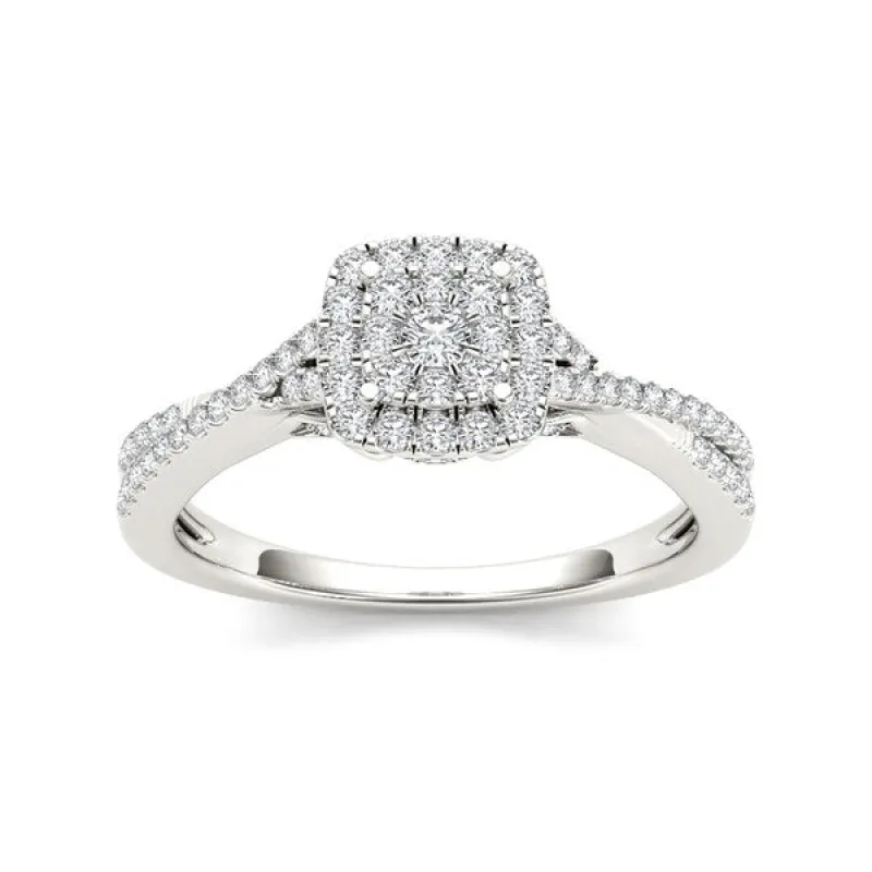 De Couer IGI Certified 10k Gold 1/2ct TDW Diamond Double Halo Crossover Engagement Ring sold by Zulily