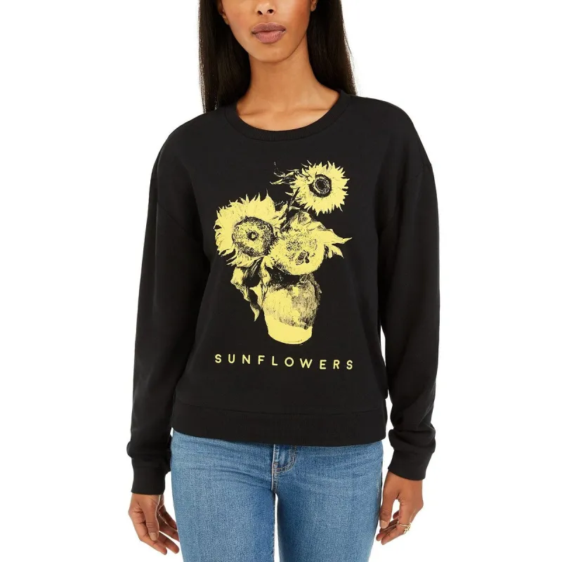 Mad Engine Women's Juniors' Sunflower Graphic-Print T-Shirt Black Size Extra Large sold by Zulily
