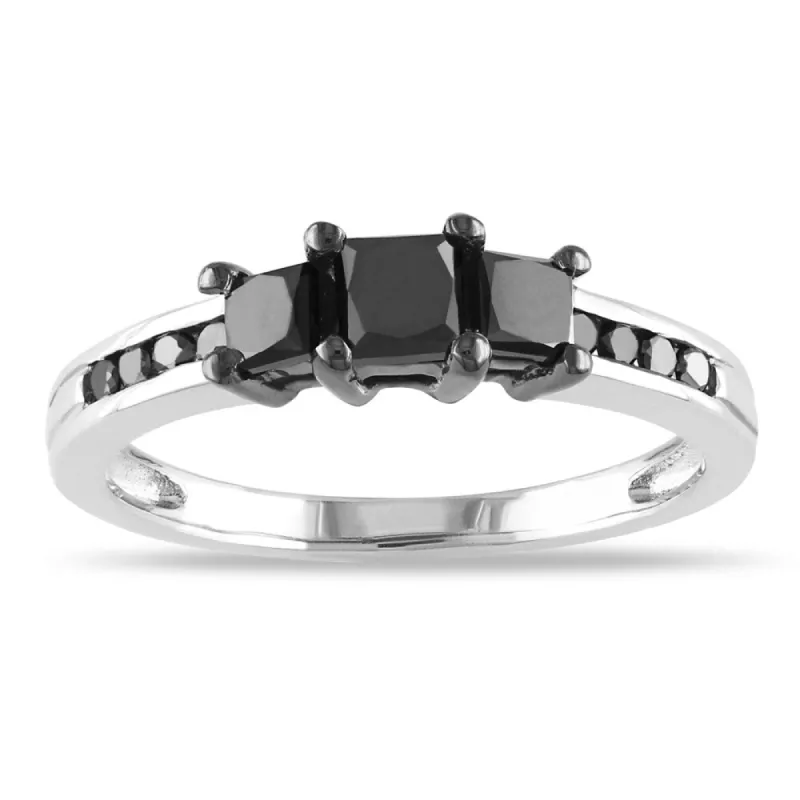 Miadora Sterling Silver 1ct TDW Princess-cut Black Diamond Ring sold by Zulily