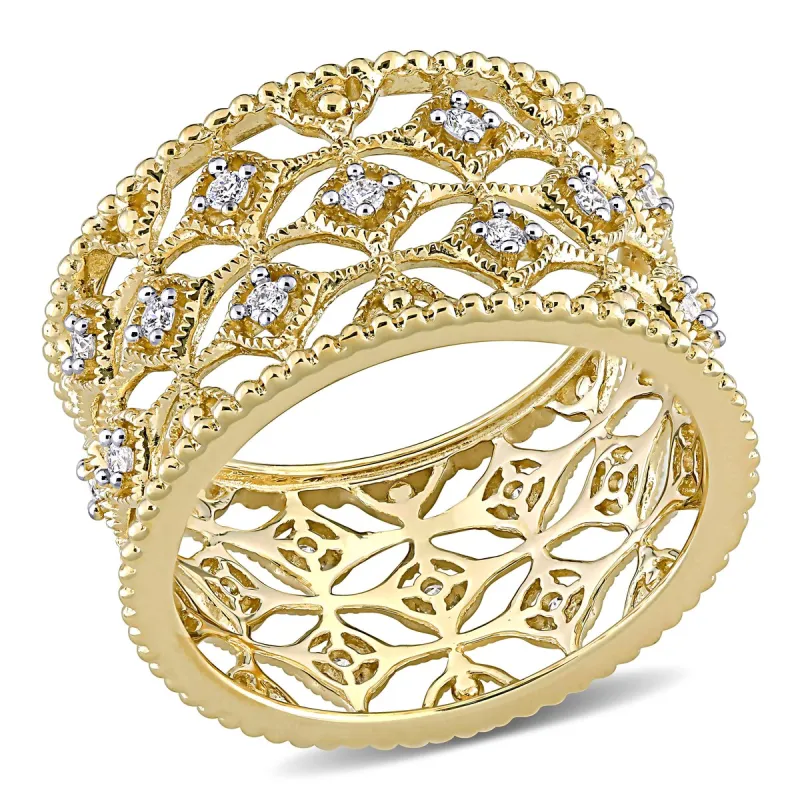 Miadora 14k Yellow Gold 1/3ct TDW Diamond Lattice Band Ring sold by Zulily