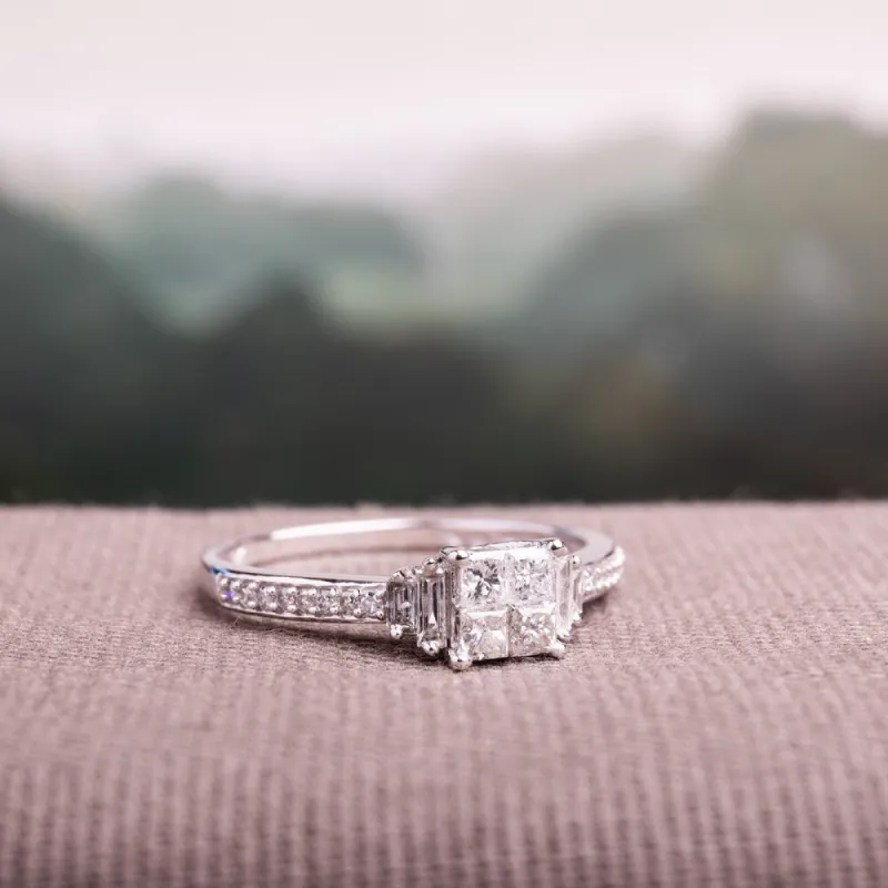 Miadora Signature Collection 10k White Gold 1/2ct TDW Multi-Cut Diamond Quad Center Engagement Ring sold by Zulily