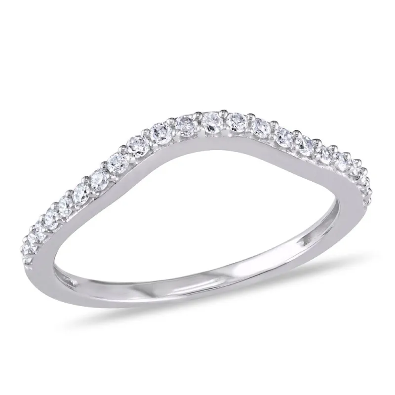 Miadora 10k White Gold 1/5ct TDW Diamond Curved Wedding Band sold by Zulily