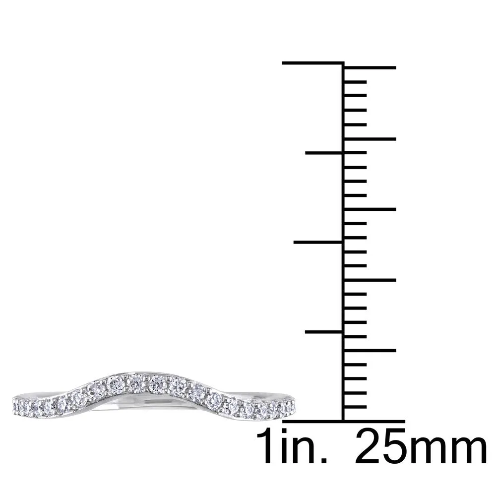 Miadora 10k White Gold 1/5ct TDW Diamond Curved Wedding Band sold by Zulily product image thumbnail 3