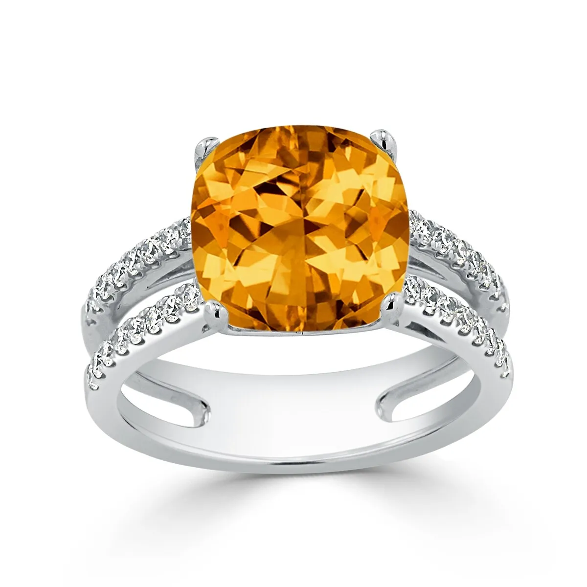 Auriya Modern 3ct Cushion-cut Citrine and Diamond Engagement Ring 1/4cttw 14k Gold sold by Zulily product image thumbnail 3
