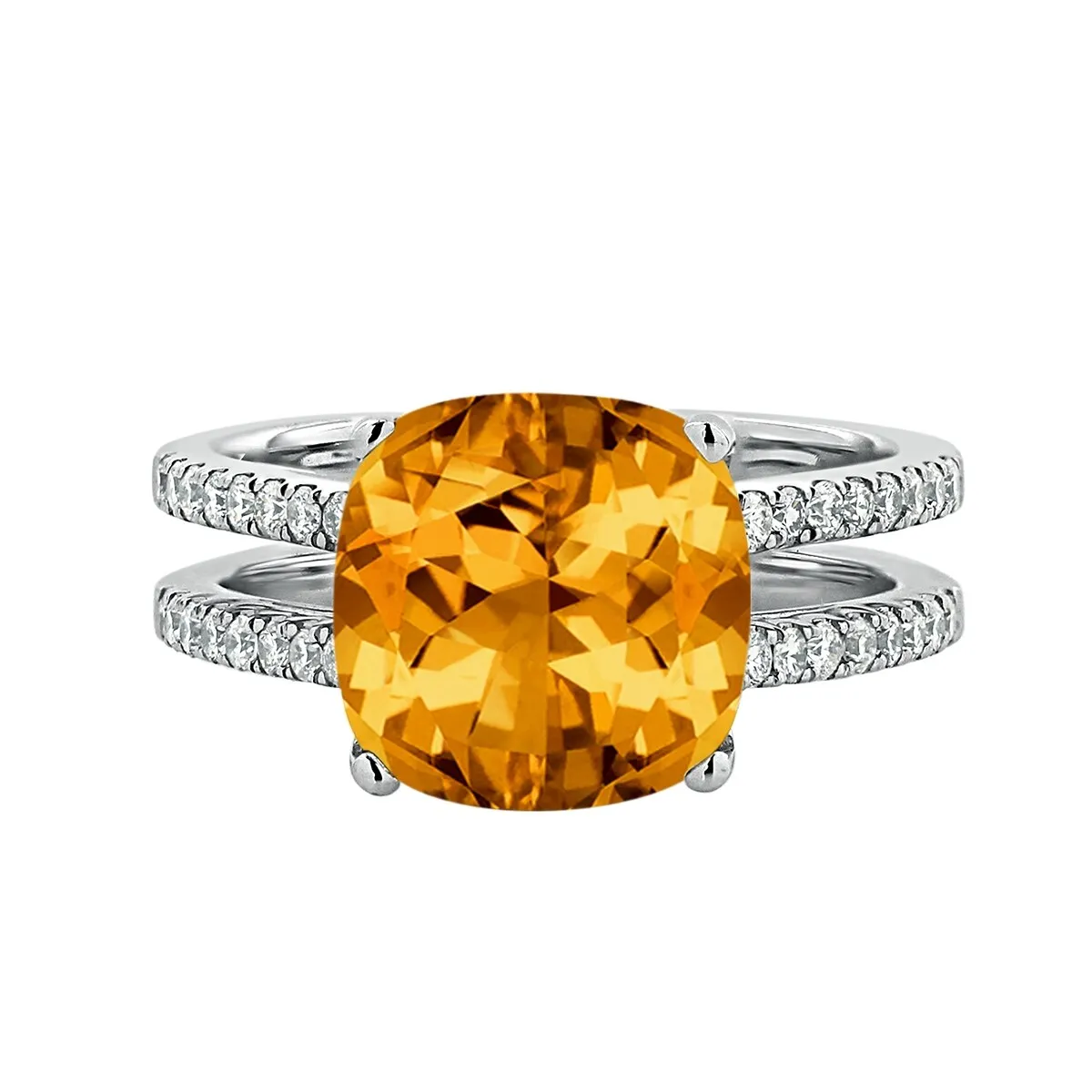 Auriya Modern 3ct Cushion-cut Citrine and Diamond Engagement Ring 1/4cttw 14k Gold sold by Zulily product image thumbnail 2