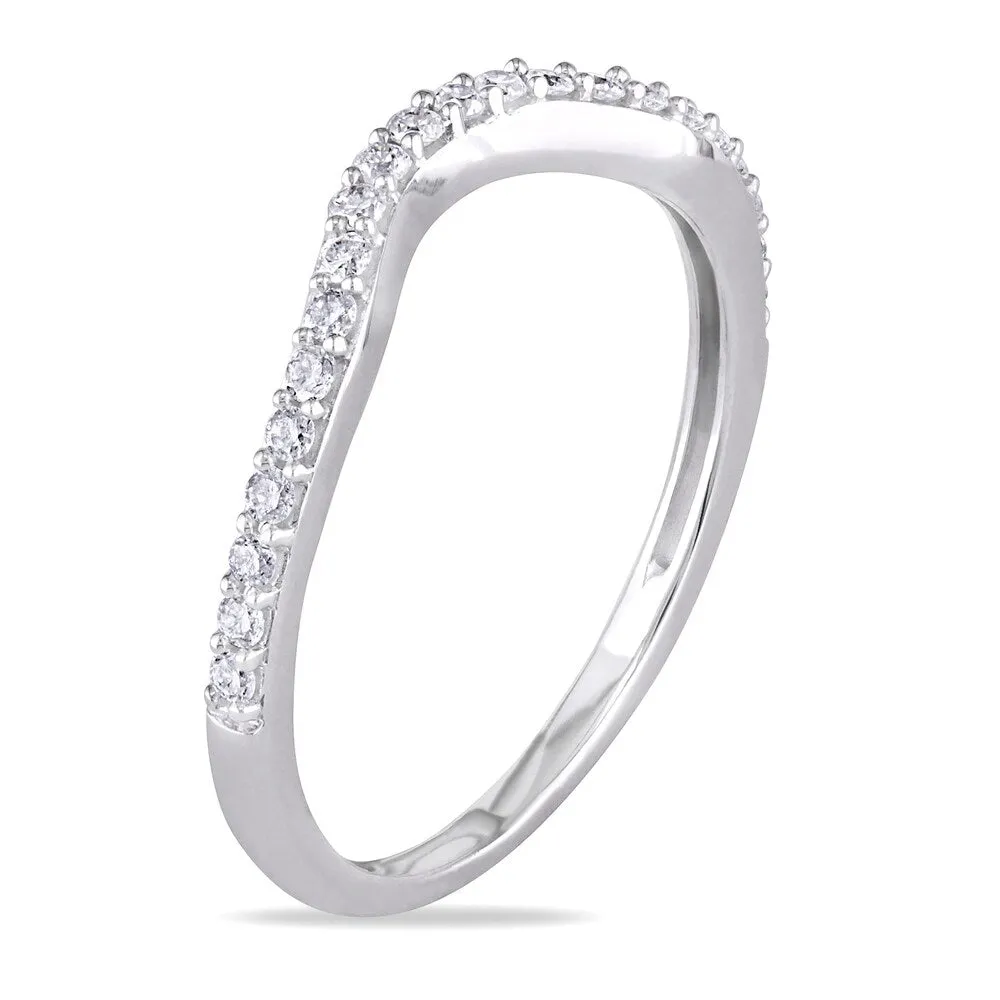 Miadora 10k White Gold 1/5ct TDW Diamond Curved Wedding Band sold by Zulily product image thumbnail 2