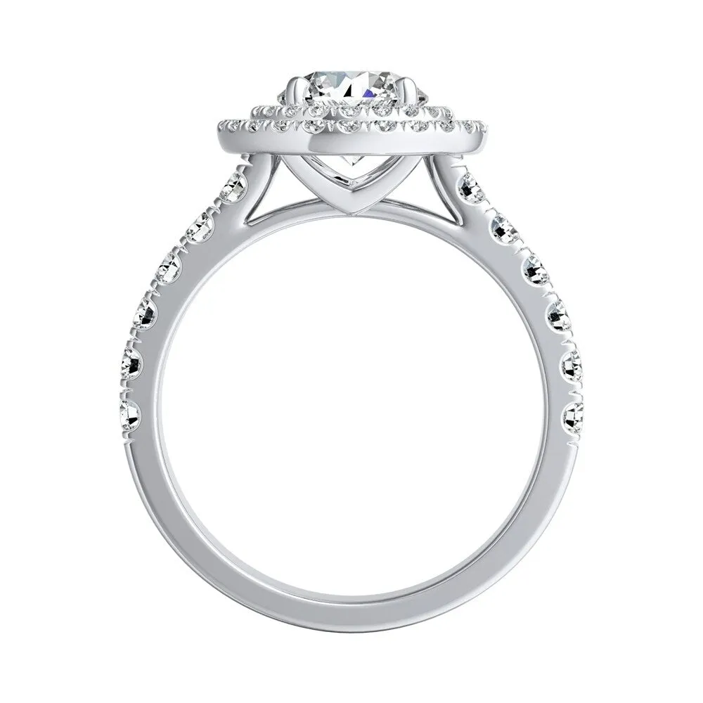 Auriya 1ct Round Moissanite and 3/4ctw Double Halo Diamond Engagement Ring 14K Gold sold by Zulily product image thumbnail 3