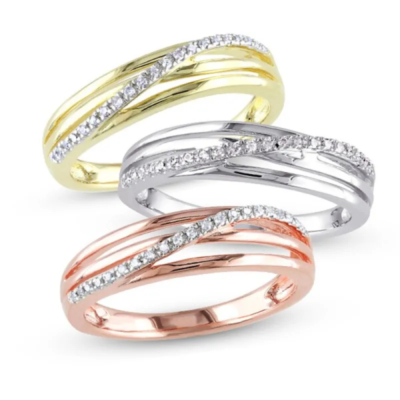 1/6ct TDW Diamond Crossover Highway Ring in Sterling Silver by Miadora sold by Zulily