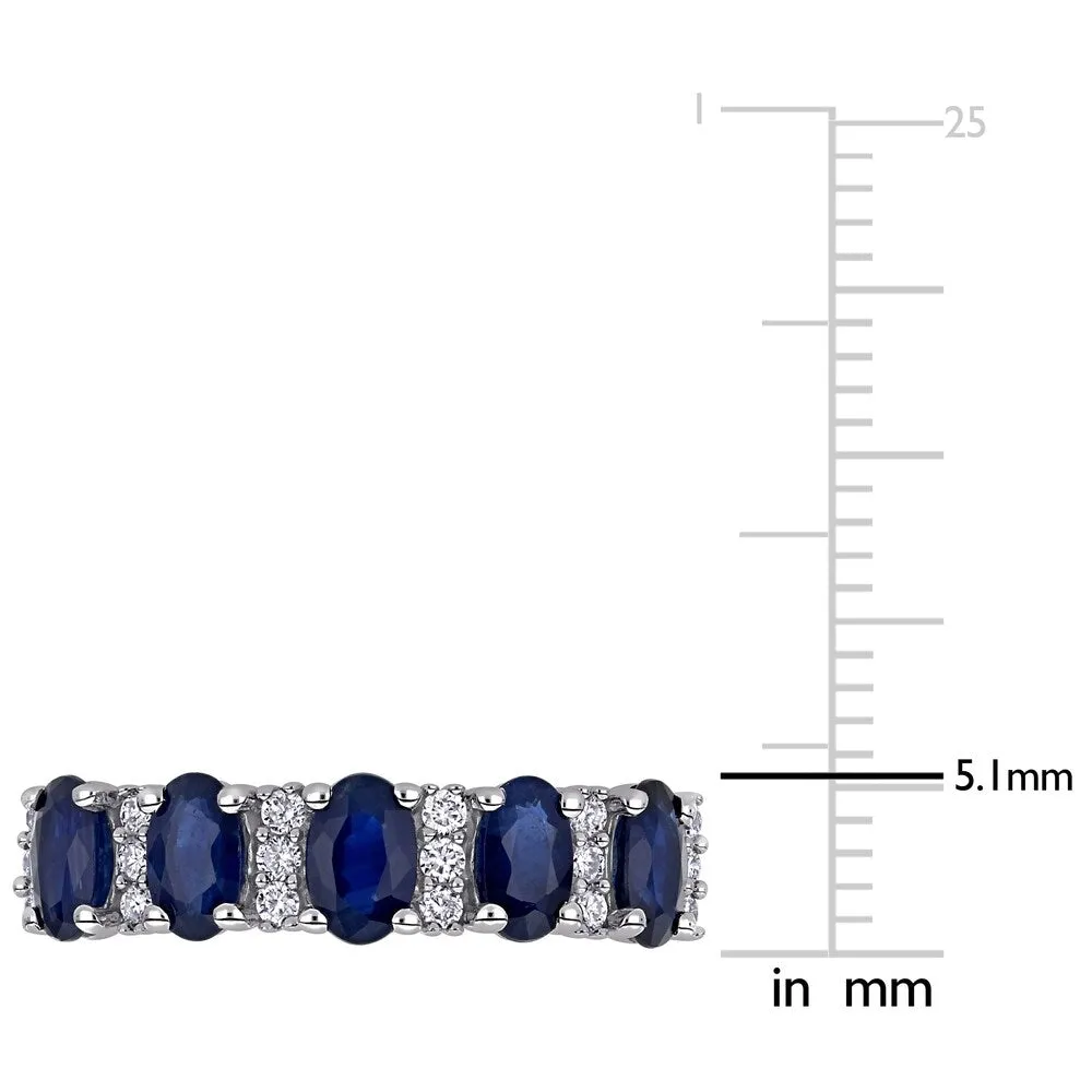 Miadora 14k White Gold Oval-Cut Blue Sapphire and 1/6ct TDW Diamond Anniversary Band sold by Zulily product image thumbnail 4